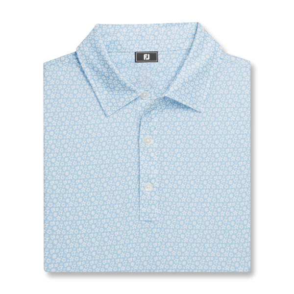 Floral Lisle - White / Sky