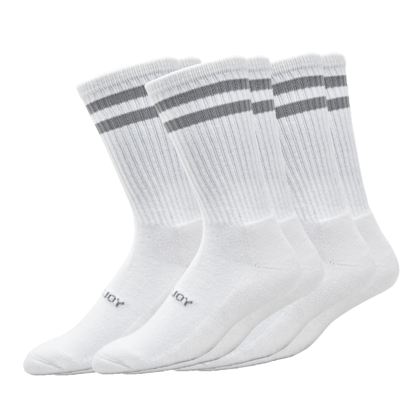 ComfortSof Crew 3-Pack - White / Grey Stripes