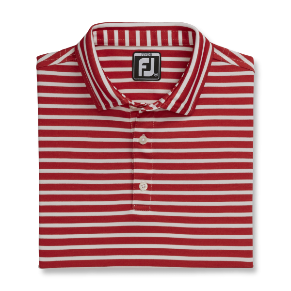 Striped Pique Self Collar Junior - Red / White