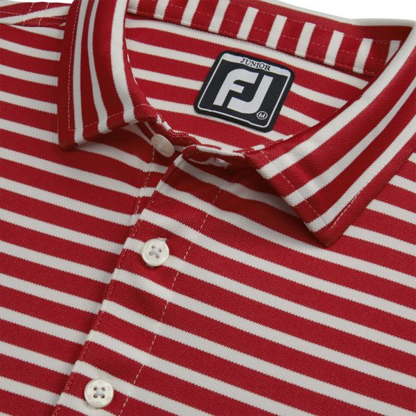 Striped Pique Self Collar Junior - Red / White – Bild 2