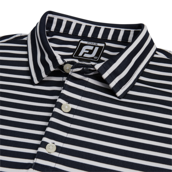 Striped Pique Self Collar Junior - Red / White – Bild 2
