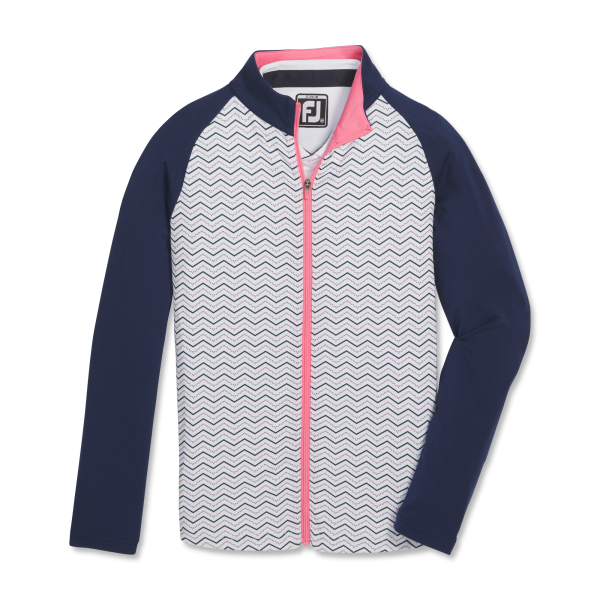 Full-Zip Mid-Layer Junior Girl - White / Hot Pink / Aqua