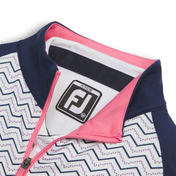 Full-Zip Mid-Layer Junior Girl - White / Hot Pink / Aqua – Bild 2
