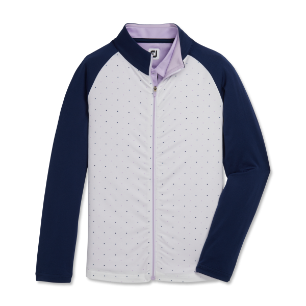 Full-Zip Mid-Layer Junior Girl - White / Hot Pink / Aqua