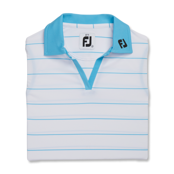 Junior Girl Sleeveless Shirt - FJ Tour Logo - White / Aqua