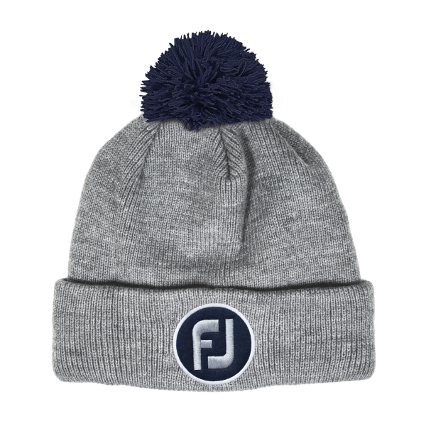 Pom Pom Solid Knit Beanie - Heather Navy