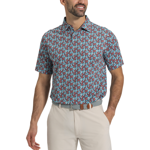 Hawaiian Floral Lisle-Previous Season Style - Canal Blue