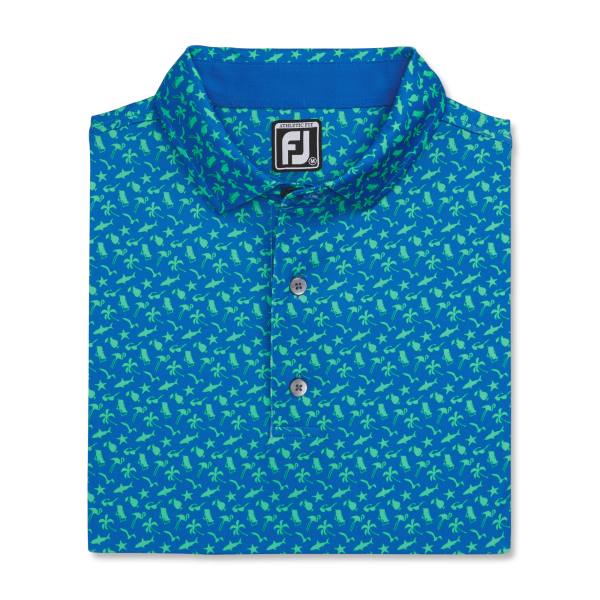 Athletic Fit Beach Print Lisle-Previous Season Style - Royal / Green