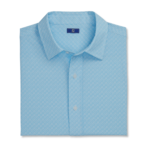 Geo Check Short Sleeve Woven-Previous Season Style - Blue Sky / White
