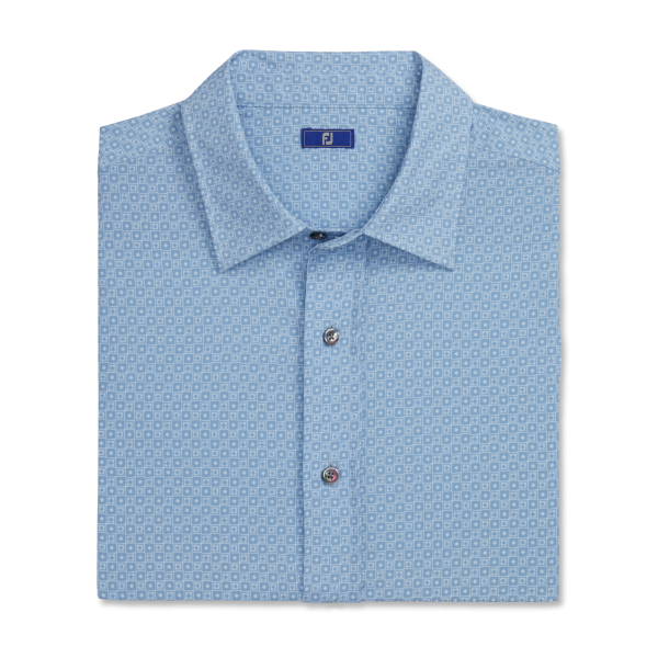 Geo Check Short Sleeve Woven-Previous Season Style - Blue Sky / White