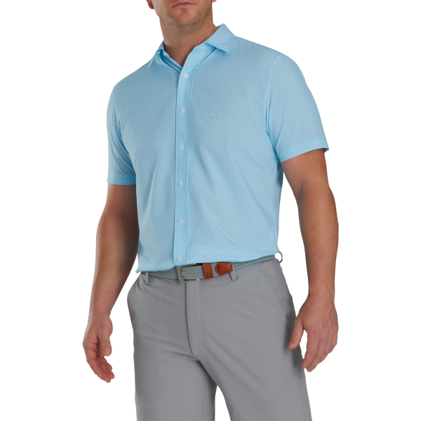 Geo Check Short Sleeve Woven-Previous Season Style - Blue Sky / White – Bild 2