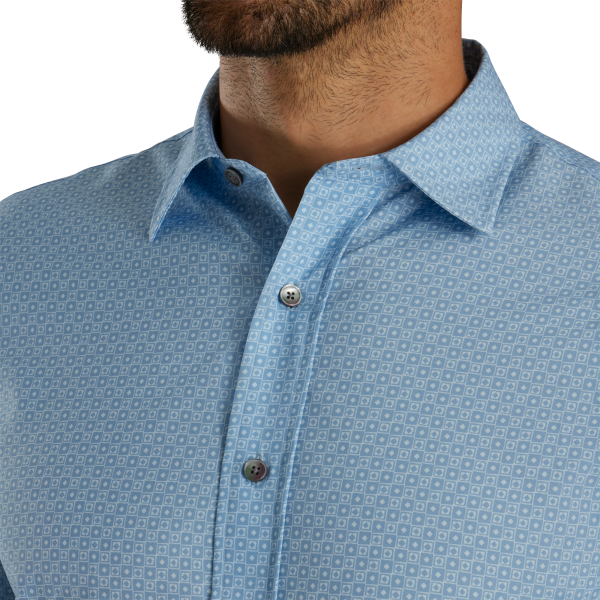Geo Check Short Sleeve Woven-Previous Season Style - Blue Sky / White – Bild 4